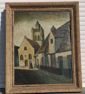 Huile sur panneau ruelle a la none signe beschikbaar voor biedingen