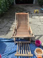 Loungestoel in de tuin en houten dek, Tuin en Terras, Ophalen, Zo goed als nieuw, Hout, Stapelbaar
