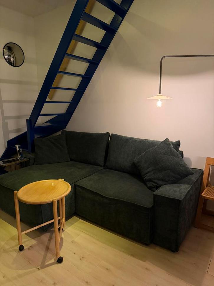 Donkergroene zetel/sofa in zeer goede staat, Huis en Inrichting, Zetels | Complete zithoeken, Zo goed als nieuw, Stof, Ophalen