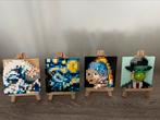 4 bekende mini schilderijtjes, Comme neuf, Enlèvement ou Envoi