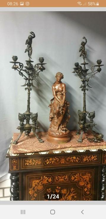 Mooi bronzen beeld Hippolyt Moreau  beschikbaar voor biedingen