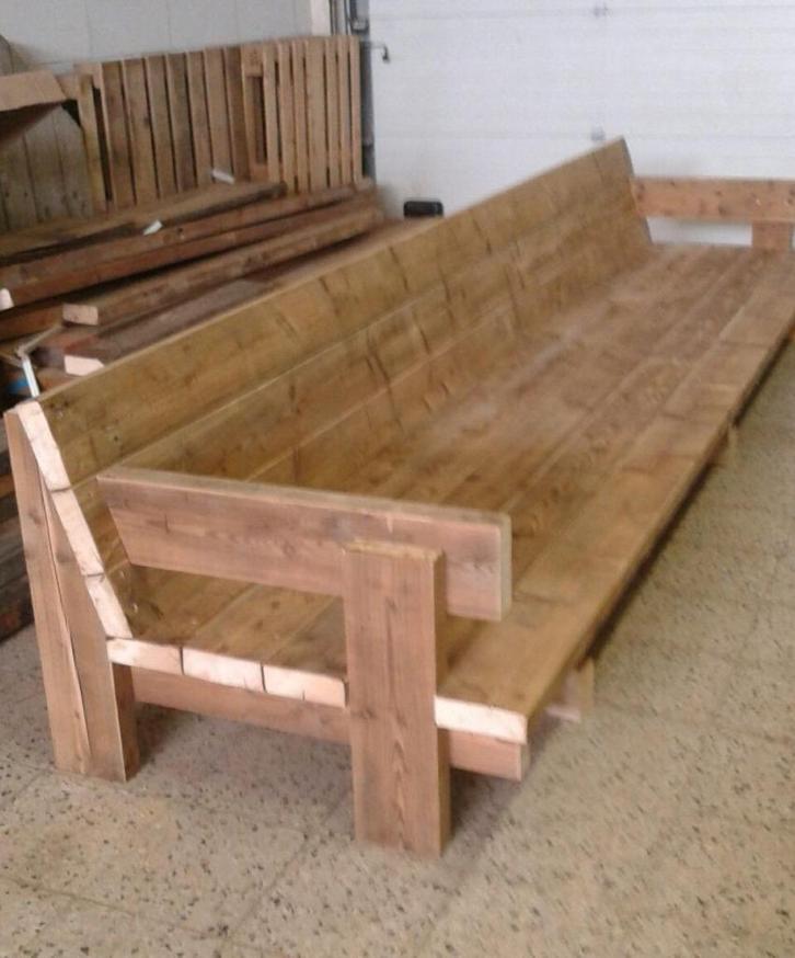 Loungebank bank tuintafel van balken sloophout op maat., Tuin en Terras, Tuinsets en Loungesets, Nieuw, Hout, Bank, Verzenden
