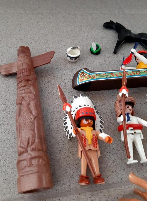 Lot Playmobil vintage 7 Indianen1 totempaal 2 boten 2 paard, Kinderen en Baby's, Speelgoed | Playmobil, Gebruikt, Complete set