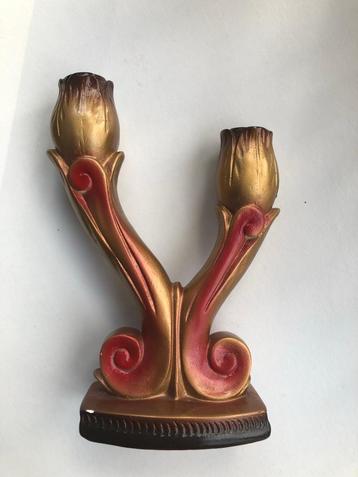 2 vintage plaasteren kandelaars beschikbaar voor biedingen