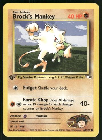 Brock's Mankey 68/132 - Gym Heroes (1st edition) (NM) beschikbaar voor biedingen