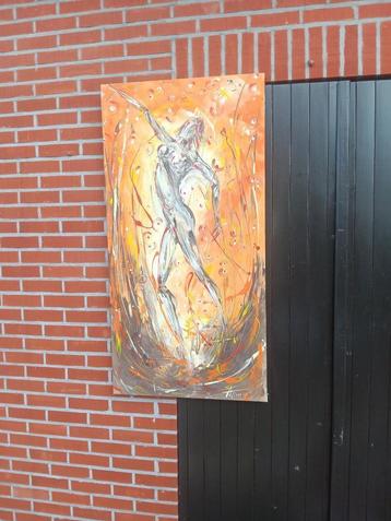 Schilderij modern geel oranjekleurig beschikbaar voor biedingen