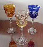 3 verres à vin cristal coloré vintage, Ophalen