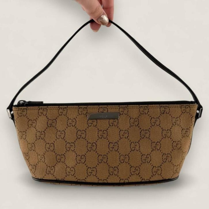 Gucci GG supreme boat bag, Handtassen en Accessoires, Tassen | Damestassen, Gebruikt, Handtas, Beige, Ophalen of Verzenden