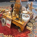 Vintage houten opiumtafel (100x100cm)  vierkante salontafel, Gebruikt, 50 tot 100 cm, Teakhout, Bohemian