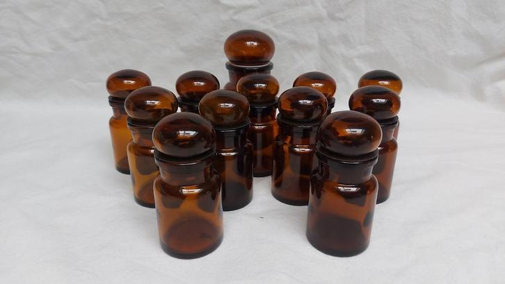 Set van 12 vintage apothekerspotjes, Antiquités & Art, Antiquités | Verre & Cristal, Enlèvement