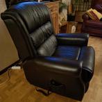 Elektrische relax zetel, comfortabel, zwart leder., Ophalen, Gebruikt