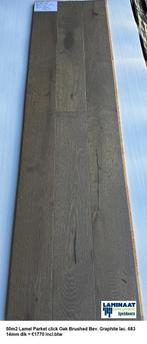 50m2 Lamel Parket click Oak Brus. Graphite 683 14mm = €1770, Huis en Inrichting, Stoffering | Vloerbedekking, Parket, Meerdere lagen lamel parket click 14mm dik