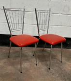 s/2 Vintage stoelen koraalrood 1970s, Ophalen of Verzenden, Huis en Inrichting