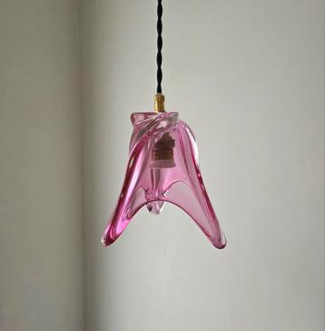 Lampe suspendue vintage en verre Val Saint Lambert., Enlèvement ou Envoi