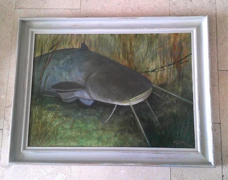 Catfish - signé RON HULST et daté 2015, Antiquités & Art, Art | Peinture | Classique, Enlèvement ou Envoi