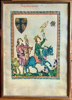 Kunstdruk Koning Conrad de jonge van de Codex Manesse, Antiek en Kunst, Ophalen