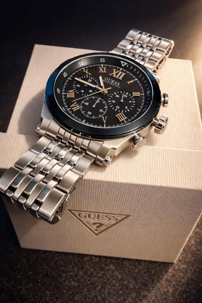 GUESS herenhorloge, Handtassen en Accessoires, Horloges | Heren, Zo goed als nieuw, Polshorloge, Overige merken, Staal, Staal