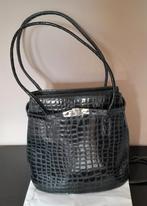 Prachtige tas met Crocoprint., Handtassen en Accessoires, Tassen | Damestassen, Ophalen of Verzenden, Zo goed als nieuw, Zwart