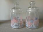 2 snoeppotten bloemmotief,...Luminarc, jaren 1980, Ophalen of Verzenden, Nieuw, Glas