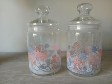 2 pots à bonbons floraux,... Luminarc, années 1980, Enlèvement ou Envoi, Neuf, Verre