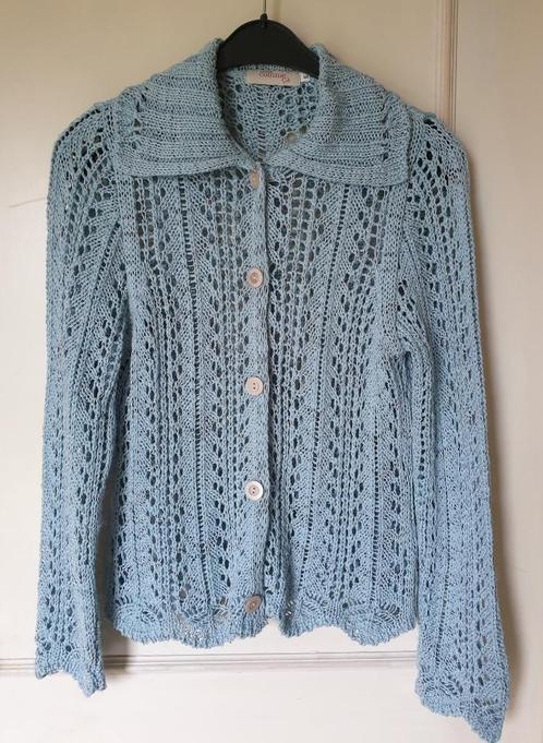 mooie gilet golvende randen gaatjes 2 tinten blauw Comme ça, Kleding | Dames, Truien en Vesten, Gedragen, Maat 36 (S), Blauw, Ophalen of Verzenden