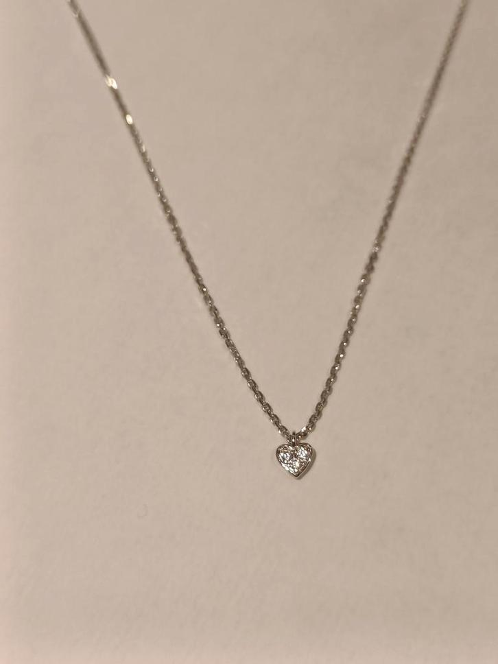 Twice as nice sterling silver 925 ketting met hartje., Handtassen en Accessoires, Kettingen, Ophalen of Verzenden