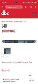 Dbx 240 rackdrive, Muziek en Instrumenten, Ophalen of Verzenden, Gebruikt, Dbx