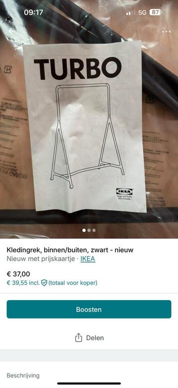 Kledingrek binnen/buiten - zwart - nieuw - Ikea, Enlèvement, Neuf