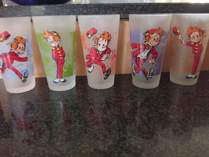 Série complète verres Spirou (Pub. Quick - 2001)., Verzamelen, Stripfiguren, Nieuw, Gebruiksvoorwerp, Guust of Robbedoes, Ophalen of Verzenden