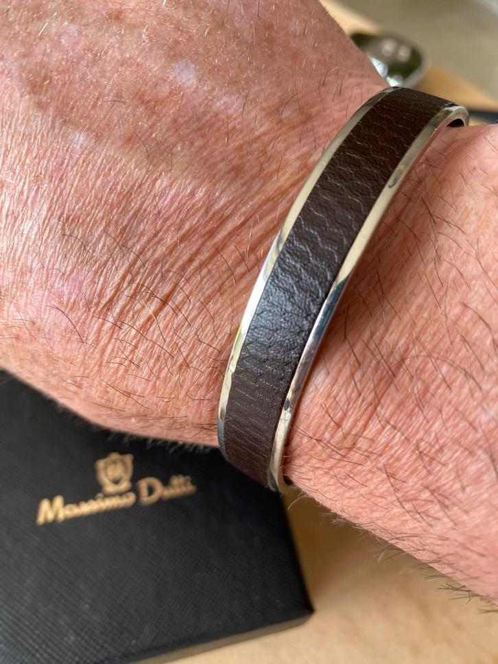 Massimo dutti zilver/leder armband collectie, Handtassen en Accessoires, Armbanden, Zo goed als nieuw, Zilver, Verzenden