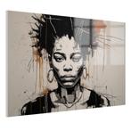 Vrouw Jean-Michel Basquiat Glasschilderij 105x70cm + Ophangs, Antiek en Kunst, Verzenden