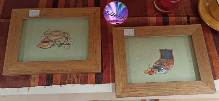 2 rustieke mini schilderijtjes, Antiek en Kunst, Kunst | Schilderijen | Klassiek, Ophalen