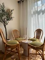 4x rotan/bamboe stoelen met retro bloemenprint, Ophalen, Gebruikt, Eén