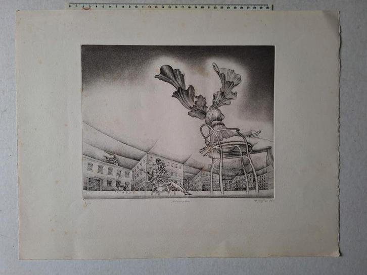 Ongewone ets van Jean Kazandjian Métamorphose uit 1975, Antiek en Kunst, Kunst | Etsen en Gravures, Ophalen of Verzenden