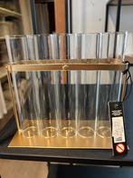 Gouden en zwarte staanders met glazen buisjes merk j-line, Huis en Inrichting, Ophalen of Verzenden, Nieuw, Zwart, Glas