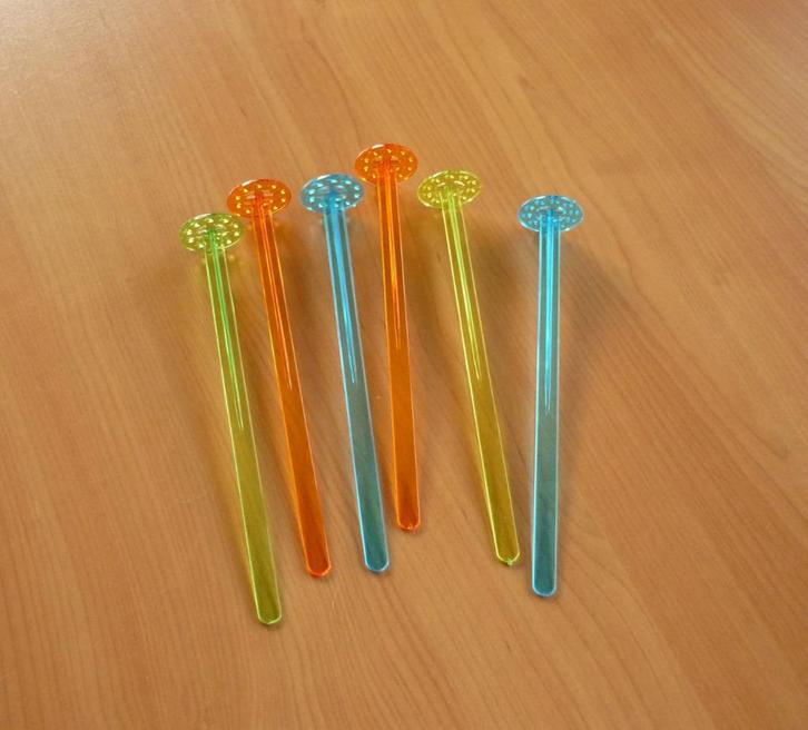 6 herbruikbare kunststof gekleurde cocktailstampers, Huis en Inrichting, Keuken | Bestek, Kunststof, Ophalen of Verzenden