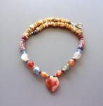 Schattige ketting voor dames met hanger hart in carneool, Handtassen en Accessoires, Nieuw, Oranje, Ophalen of Verzenden, Steen of Mineraal