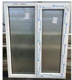 PVC raam B112 x H138 matglas voor badkamer met vliegenraam, Ophalen, Gevelraam of Ruit, 80 tot 120 cm, Nieuw