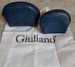 Giuliano Handtas + toilettas Blauw, Bijoux, Sacs & Beauté, Comme neuf, Bleu, Sac de soirée, Enlèvement ou Envoi