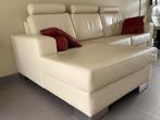 Lederen 3-zit sofa met chaise longue, Huis en Inrichting, Ophalen, Gebruikt, 150 tot 200 cm, Driepersoons