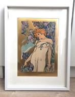 Alphonse Mucha ingelijste print goud folie natuur, Verzenden, Nieuw