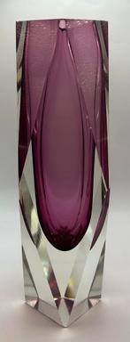 Prachtige murano Flavio Poli, gefaceteerde XL Sommerso vaas, Antiek en Kunst, Ophalen of Verzenden