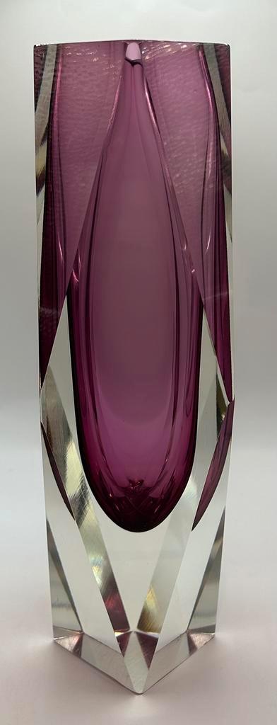 Prachtige murano Flavio Poli, gefaceteerde XL Sommerso vaas, Antiek en Kunst, Antiek | Glaswerk en Kristal, Ophalen of Verzenden