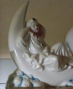 Lampe vintage Pierrot sur lune en porcelaine., Enlèvement, Utilisé, Autres matériaux, Moins de 100 cm