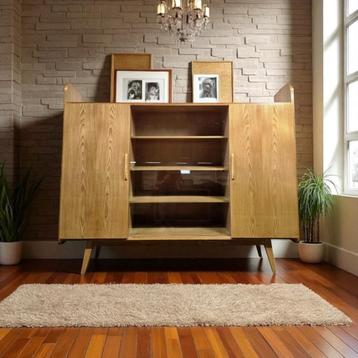 Vintage halfhoge kast / vitrine met open gedeelte  beschikbaar voor biedingen