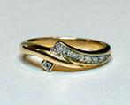 Prachtige 18 karaat gouden ring met 8 natuurlijke diamanten!, Handtassen en Accessoires, Ringen, 18 tot 19, Geel, Ophalen of Verzenden