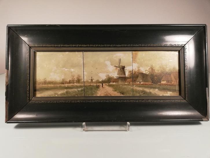 Bijzonder schilderij op tegels met Art Nouveau kader., Antiek en Kunst, Kunst | Schilderijen | Klassiek, Ophalen