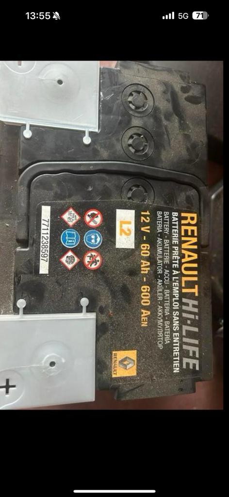 60ah start/stop batterij, Auto-onderdelen, Accu's en Toebehoren, Renault, Gereviseerd, Ophalen of Verzenden