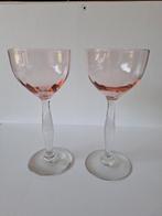 2 vintage wijn (?) glazen - bovenste deel rosaline, Overige typen, Gebruikt, Ophalen of Verzenden