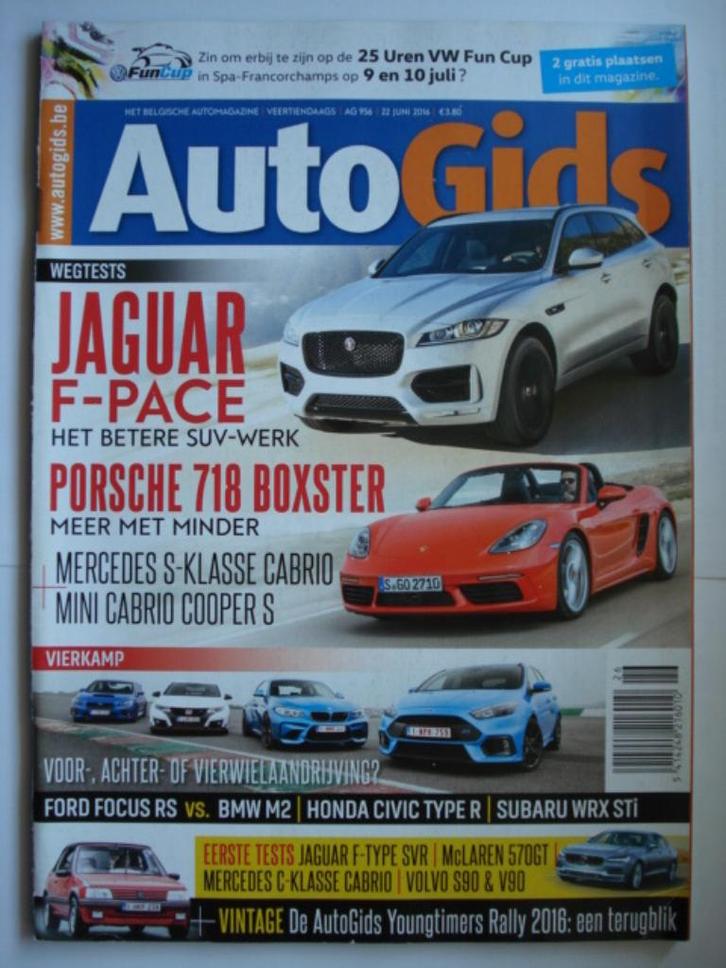 AutoGids 956 Porsche 718 Boxster Subaru WRX STI Civic Type R, Boeken, Auto's | Folders en Tijdschriften, Gelezen, Algemeen, Verzenden